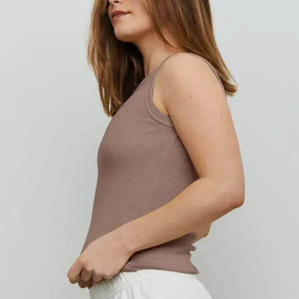 THE BLANK LAB Round Neck Ribbed Cropped Tank