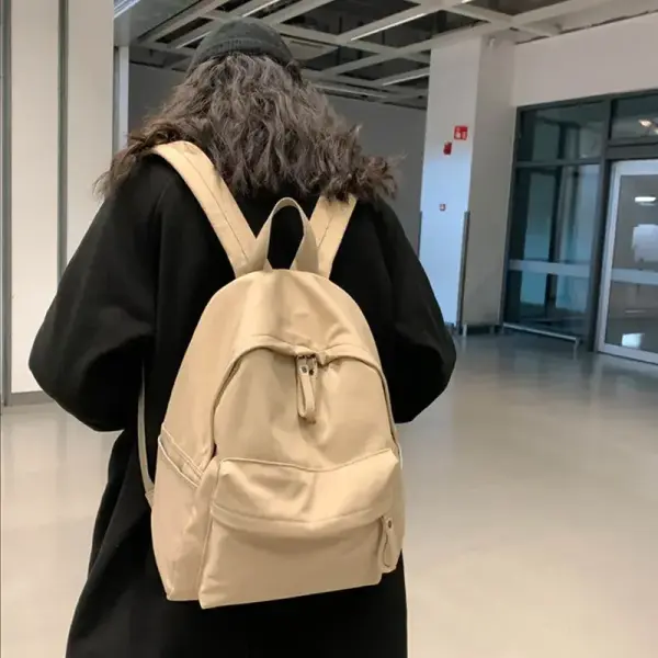 Large Cotton Canvas Zip-Closure Backpack Bag