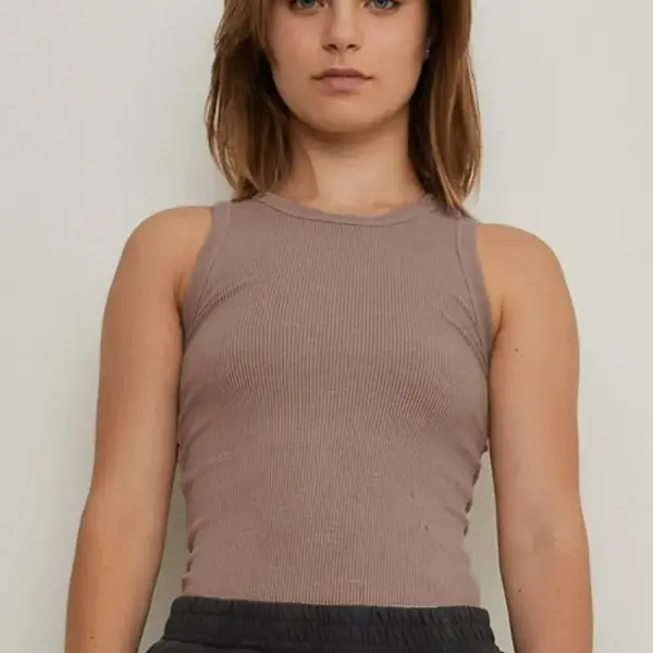 THE BLANK LAB Round Neck Ribbed Cropped Tank