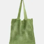 Women's Eco-Friendly Lightweight Stylish Green Openwork Cotton Tote Bag