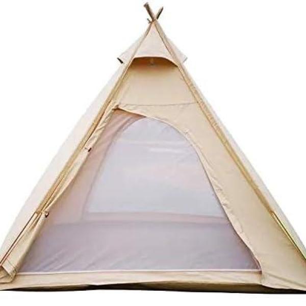 Outdoor 100% Cotton Canvas Waterproof Pyramid-Shaped Camping Tent (Beige, 2.15meters)