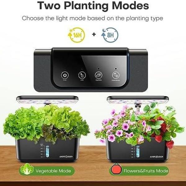 ndoor Hydroponic Garden System - 10-Pod Plant Germination Kit with LED Grow Light, Aeroponic Countertop Planter for Vegetables, Herbs, and Flowers