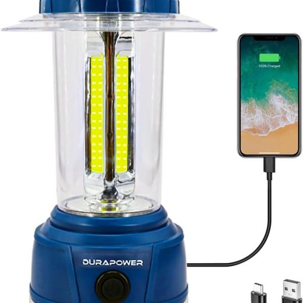 Durapower LED Camping Lantern Rechargeable, Bright 5000 Lumen, 5 Modes, 6000 mAh Power Bank, IP44 Waterproof Lantern for Hurricane, Emergency, Power Outages, Home