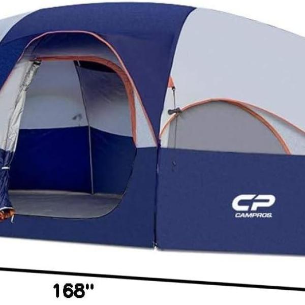 CAMPROS CP 8-Person Camping Tent Spacious Weather-Resistant Family Tent with Room Divider Easy Setup Portable Design