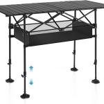 ALPHA CAMP Camping Table Folding Outdoor Table with Adjustable Height, Large Storage Bag and Carrying Bag, Portable Aluminum Table for Indoor & Outdoor Picnic BBQ Backyards Beach