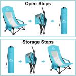 Oileus Folding Portable Beach Chair, High Back Low Seat Lightweight Chairs for Beach Tent & Shelter & Camping| Cup Holder| Storage Bag| Carry Bag | Armrest 2 Pcs