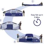 CAMPROS CP 8-Person Camping Tent Spacious Weather-Resistant Family Tent with Room Divider Easy Setup Portable Design