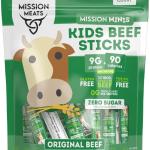 Mission Meats Kids Mini Original Beef Sticks 100% Grass-Fed Beef Zero Sugar Clean Ingredients Gluten-Free Allergy-Friendly 24 Sticks (12 oz)