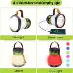 LED Camping Lantern, 1500 Lumens Camping Lantern Rechargeable with Solar Panel Charging, Waterproof, 8 Light Modes, 7500mAh Power Bank