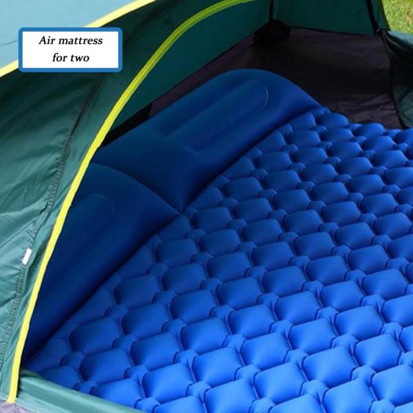 Double Sleeping Pad for Camping, Extra Thickness Inflatable Sleeping Mat with Pillow Built-in Pump, Inflatable & Compact Camping Hiking Traveling