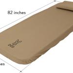 DOD Soto Sleeping Pad for Camping - Extra Thick Self-Inflating Camping - Mattress and Camping Pillow - Tan - Small