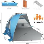 Oileus X-Large 4 Person Beach Tent Sun Shelter - Portable Sun Shade Instant Tent for Beach with Carrying Bag,, Anti UV for Fishing Hiking Camping, Waterproof Windproof