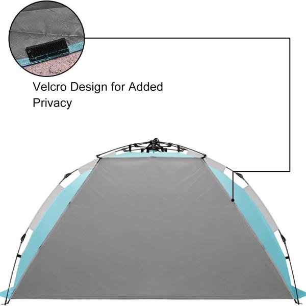 Oileus X-Large 4 Person Beach Tent Sun Shelter - Portable Sun Shade Instant Tent for Beach with Carrying Bag,  Anti UV for Fishing Hiking Camping, Waterproof Windproof, Sky Blue