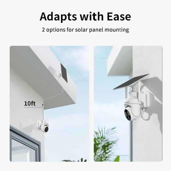 SEHMUA 2K Solar Security Cameras Wireless Outdoor 2-Pack 360° Panoramic View Color Night Vision PIR Motion Detection