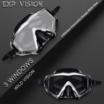 EXP VISION Panoramic 3-Window Scuba Diving Mask Anti-Fog Leak-Proof Tempered Glass for Snorkeling Diving & Swimming