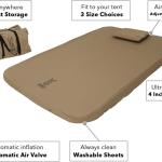 DOD Soto Sleeping Pad for Camping - Extra Thick Self-Inflating Camping - Mattress and Camping Pillow - Tan - Large