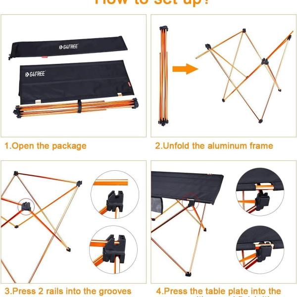 G4Free Ultralight Portable Folding Camping Table Compact Roll Up Tables with Carrying Bag for Outdoor Camping Hiking Picnic