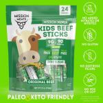 Mission Meats Kids Mini Original Beef Sticks 100% Grass-Fed Beef Zero Sugar Clean Ingredients Gluten-Free Allergy-Friendly 24 Sticks (12 oz)