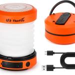 ThorFire LED Camping Lantern - 2-in-1 Collapsible Flashlight & Lantern, USB Rechargeable & Hand Crank Emergency Light