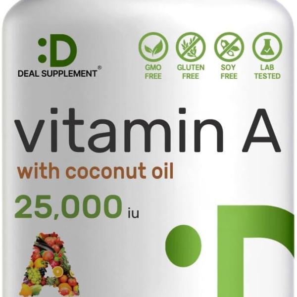 High Potency Vitamin A 25,000 IU Softgels with Coconut Oil 500 Count