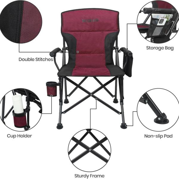 XGEAR Heated Camping Chair Fully Padded Heated Portable Chair, Perfect for Winter Camping, Outdoor Sports, Picnics. Battery NOT Included