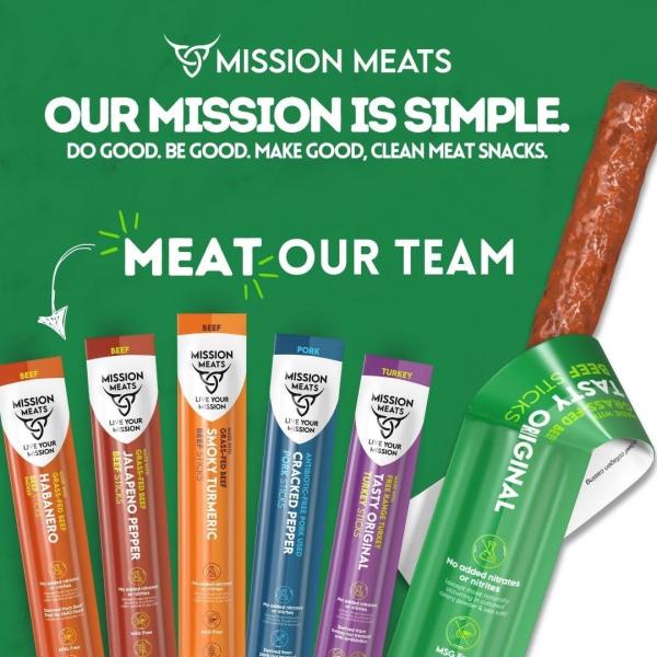 Mission Meats Kids Mini Original Beef Sticks 100% Grass-Fed Beef Zero Sugar Clean Ingredients Gluten-Free Allergy-Friendly 24 Sticks (12 oz)