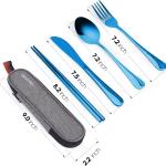 Travel Utensils with Case, Quatish Portable Silverware Set for Work, Stainless Steel Reusable Travel Cutlery Set, Fork and Spoon Set for Camping, Picnic, Gadgets