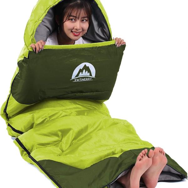 SWTMERRY 3-Season Sleeping Bag - Lightweight, Waterproof, for Kids, Teens & Adults, Ideal for Camping, Hiking, and Indoor/Outdoor Use