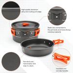 17pcs Camping Cookware Kit, 0.45Gal Pot, 7inches Pan,0.30Gal Kettle Set with 2 Set Stainless Steel Cups Plates Forks Knives Spoons for Hiking,Camping,Backpacking,Outdoor Cooking and Picnic