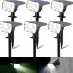 Kaxiida Solar Spot Lights Outdoor 56 LED Waterproof Solar Landscape Lights 3 Lighting Modes Pack of 6