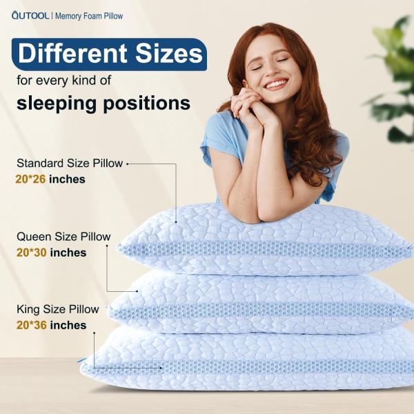 QUTOOL Enhanced Cooling Pillows for Sleeping, Shredded Memory Foam Pillows 2 Pack, Gel Bed Pillows King Size Set of 2, Support Yet Soft Pillow for Side, Back Sleepers