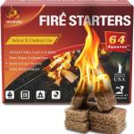 Fire Starter, Easy-Burning Fire Starter Squares for Wood Stoves, Campfires, Grill Pit and Fireplace, Natural & Waterproof BBQ Fire Starters, 64 Mini Square