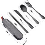 Travel Utensils with Case, Quatish Portable Silverware Set for Work, Stainless Steel Reusable Travel Cutlery Set, Fork and Spoon Set for Camping, Picnic, Gadgets,