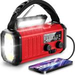 10000mAh Crank Radio, Emergency Radio, Solar Radio, NOAA/AM/FM Weather Radio, USB Type-C Charging,  Torch & LED Reading Light, SOS Alarm, Compass for Camping