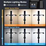 Rechargeable LED Work Light with Stand, 67" Tall Portable Cordless Work Light with 3 Adjustable Heads, 8AH Battery, 500/1500/2500 Lumens, 4000K/6500K Dimmable Camping Light (Carrying Bag Included)