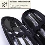 Travel Utensils with Case, Quatish Portable Silverware Set for Work, Stainless Steel Reusable Travel Cutlery Set, Fork and Spoon Set for Camping, Picnic, Gadgets,