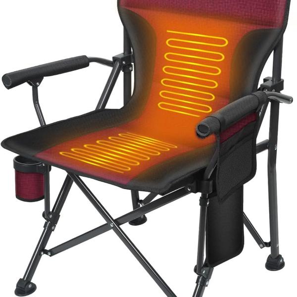 XGEAR Heated Camping Chair Fully Padded Heated Portable Chair, Perfect for Winter Camping, Outdoor Sports, Picnics. Battery NOT Included