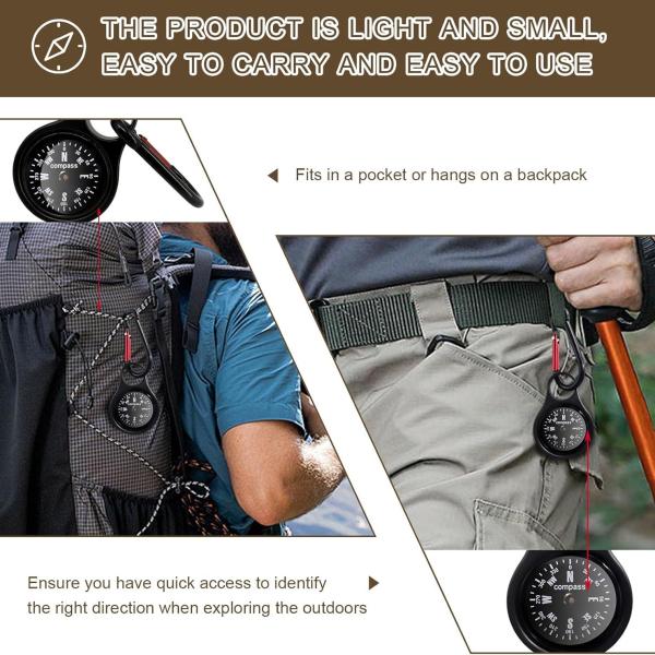 Pocket Compass, Portable Compass Keychain, Upgraded Mini Compass with Waterproof Function, Suitable for Hiking Survival, Mountaineering Camping