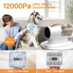 AIRROBO Dog Grooming Vacuum Kit 12,000Pa Powerful Suction Quiet Pet Grooming Solution