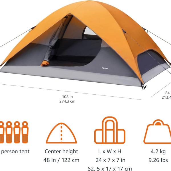 Amazon Basics Dome Camping Tent, 4 Person