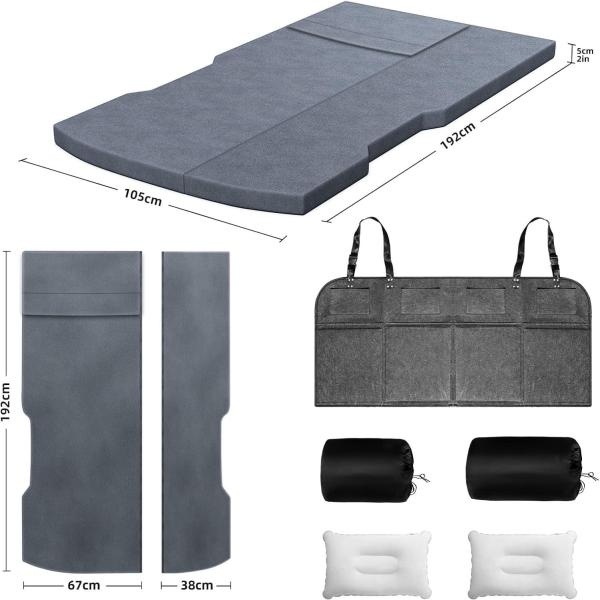 Camping Mattress for Tesla Model Y, Slow-Rebound Memory Foam Mattress for Tesla Model Y, Tesla Sleeping Pad with Single/Double Mode