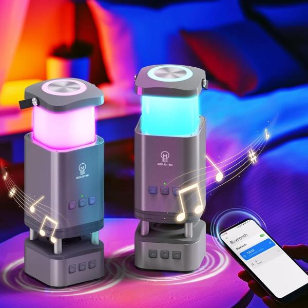 LED Camping Lantern Rechargeable, LED Lanterns with Bluetooth Speaker, RGB Camping Light, 10000mAh Power Bank, 4 Lighting Modes, IP44 Waterproof,