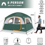 UNP 6-Person Waterproof & Windproof Family Camping Tent - Easy Setup with 1 Mesh Door & 5 Large Mesh Windows, Double Layer Design (10' x 9' x 78")