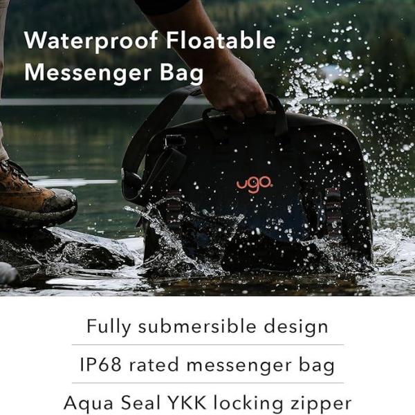 ugo wear Waterproof Messenger Bag - 10L Floating Dry Bag for Kayaking, Boating, Beach, Rafting, Hiking, Camping, Fishing, and More - Lightweight & Durable Crossbody