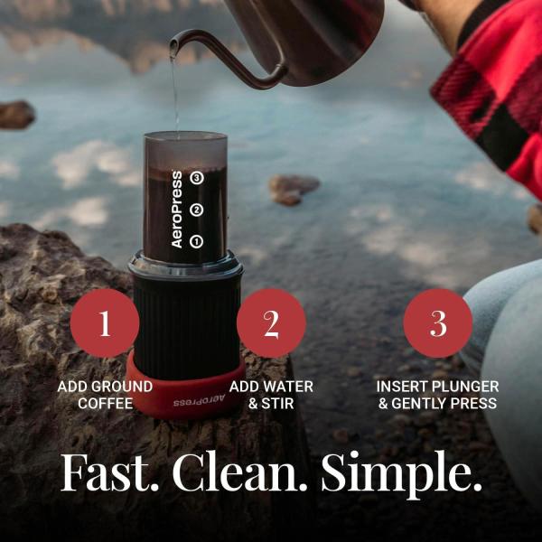 AeroPress Go Travel Coffee Press Kit - 3 in 1 brew method combines French Press, Pourover, Espresso - Full bodied coffee without grit or bitterness -