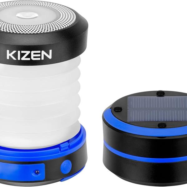 KIZEN Solar Camping Lantern - Collapsible, Rechargeable LED Lantern