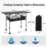 ALPHA CAMP Camping Table Folding Outdoor Table with Adjustable Height, Large Storage Bag and Carrying Bag, Portable Aluminum Table for Indoor & Outdoor Picnic BBQ Backyards Beach