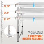 VEVOR Camping Kitchen Station, 3 Adjustable Height Folding Outdoor Camp Cooking Table with Storage Organizer, Quick Set-up for Patio BBQ Picnic Glamping Traveling