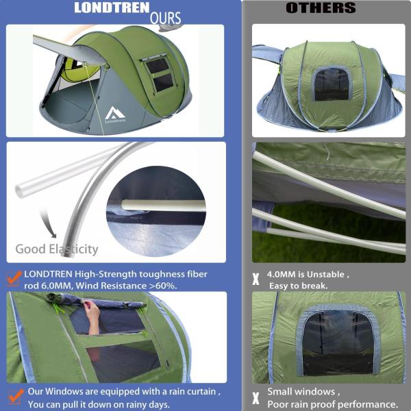 4-Person Waterproof Pop-Up Tent with 2 Doors – Easy Setup for Camping, Hiking, and Travel