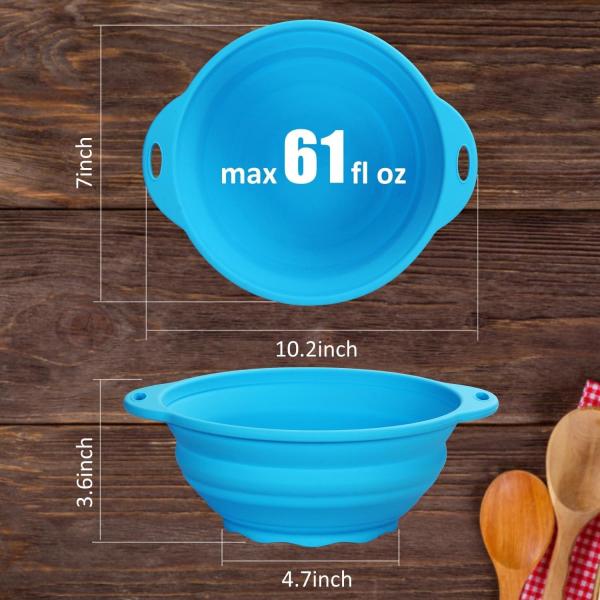 Collapsible SiliconelSalad Bowl 61oz Camping Bowl Outdoor Hiking Travel Durable Bowl for Storage and Mixing Food-Grade Silicone Food Storage Container 1 Pack